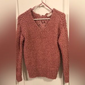 Knox Rose Size Medium Dusty Rose Cutout Lace Back Sweater